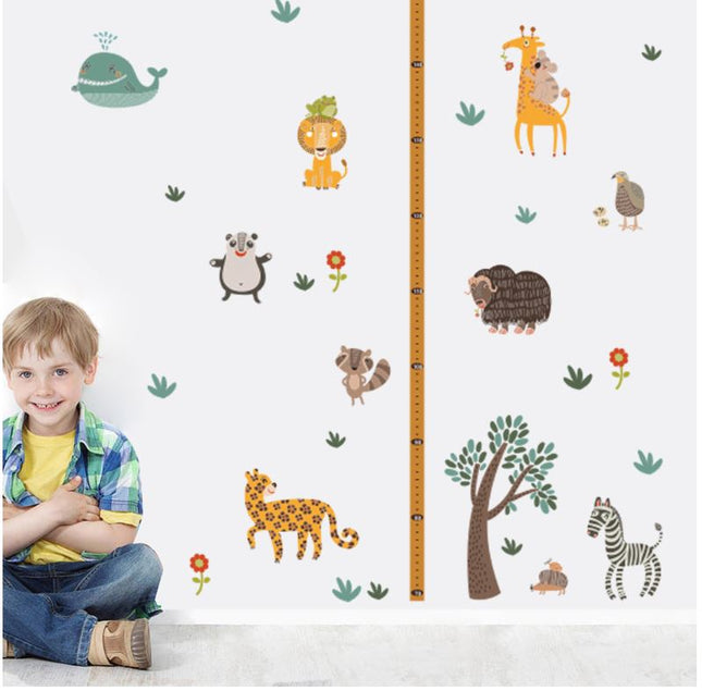 Zoo Animals Growth Chart Wall Sticker – Kids Height Measurement Wall Decal