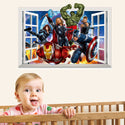 3D Wall Stickers Removable The Avengers Superhero Broken Wall Kid Boy Room Decal