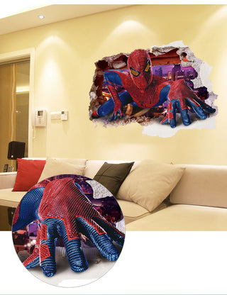 3D Wall Stickers Removable The Avengers Spider Man Broken Wall Kid Boy Room