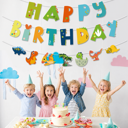 Dinosaur Happy Birthday Paper Banner & Garland 10M String