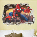 3D Wall Stickers Removable The Avengers Spider Man Broken Wall Kid Boy Room