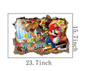 3D Wall Stickers Removable Mario Bros Party Game Kids Broken Wall Bedroom Decor