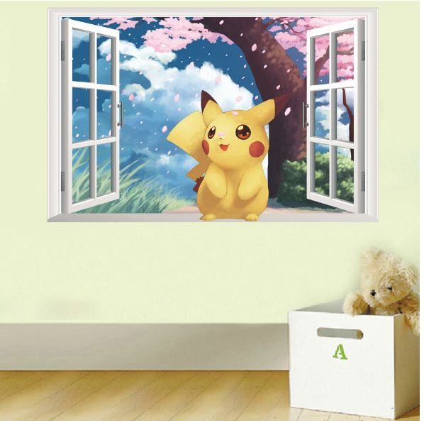 3D Pokemon Pikachu Wall Art Sticker Removable Kids Nursery Boy Vinyl Decal Decor