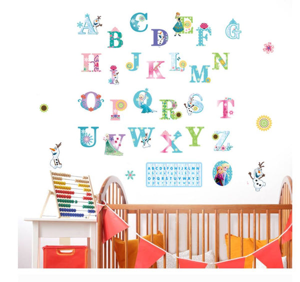 Frozen Elsa Anna Wall Sticker Removable Alphabet Kid Girl Room Decorl Mural