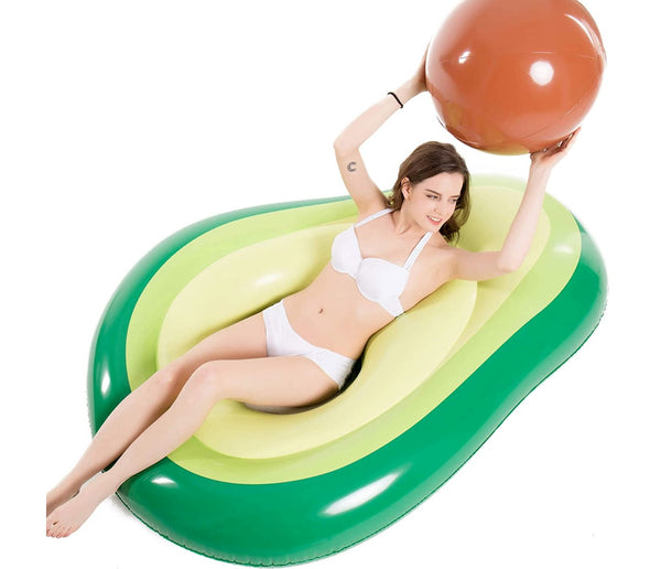 Giant Inflatable Avocado With Ball Swimming Float Raft Lounge Toy Bed Pool Fun