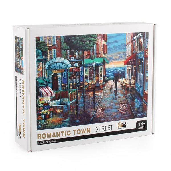 1000Pcs Thick Papers Jigsaw Puzzles Fun Game Challenge Gift For Teens Kids (Romantic Town)