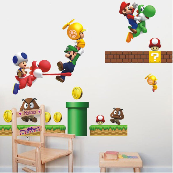 DIY Wall Stickers Removable Super Mario Game Kids Mural Room Decal Gift Vinyl