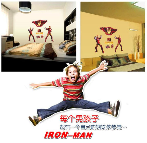 DIY Wall Stickers Removable Avengers Super Hero Iron Man Kids Mural Decal Boys