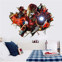 3D Wall Stickers Removable The Avengers Ironman Broken Wall Kid Boy Room