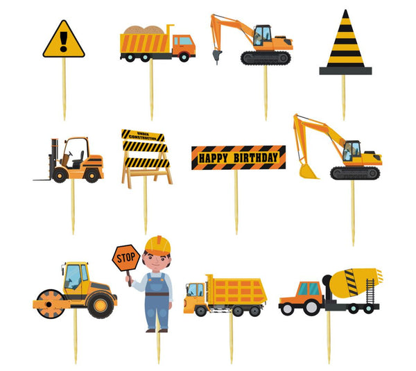 Construction Vehicle Helium Foil Balloons Happy Birthday Set Party Decorations