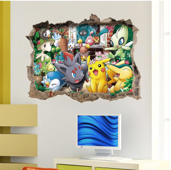 3D Pokemon Pikachu Wall Art Sticker Removable Kids Nursery Boy Vinyl Decal Decor