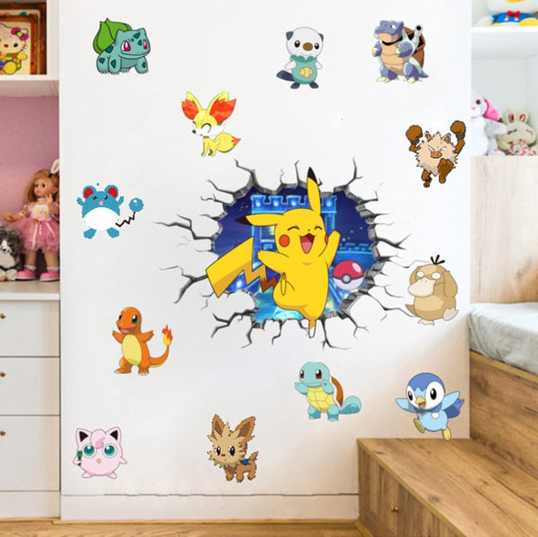 3D Pokemon Pikachu Wall Art Sticker Removable Kids Nursery Boy Vinyl Decal Decor