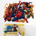 3D Wall Stickers Removable The Avengers Spider Man Broken Wall Kid Boy Room