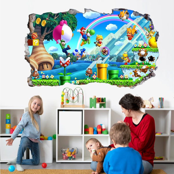 DIY Wall Stickers Removable Super Mario Game Kids Mural Room Decal Gift Vinyl