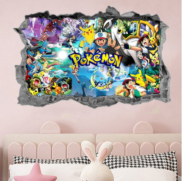 3D Pokemon Pikachu Wall Art Sticker Removable Kids Nursery Boy Vinyl Decal Decor