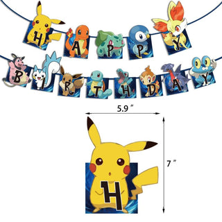 Cartoon Pokemon Pikachu Foil Helium Balloon Birthday Banner Party Decoration