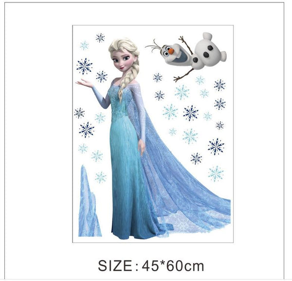 Disney Cartoon Frozen Elsa Anna Wall Sticker Removable Kids Girl Room Decal