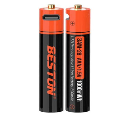 BESTON 2-Pack AAA Rechargeable Li-ion Batteries - 1000mWh 1.5V Constant Output