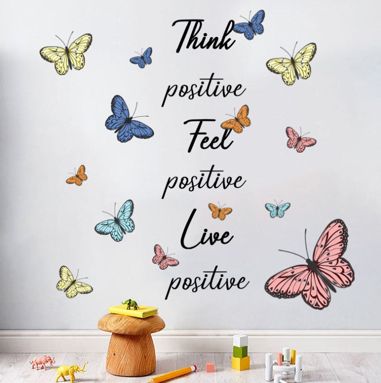 Wall Stickers Removable Butterfly Think Feel Live Living Room Decal Art Decor