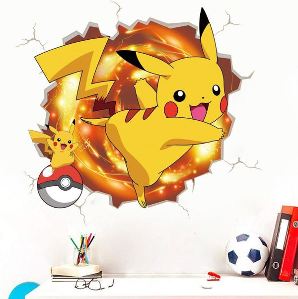 3D Pokemon Pikachu Wall Art Sticker Removable Kids Nursery Boy Vinyl Decal Decor