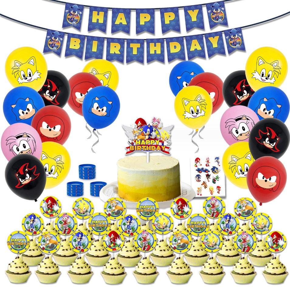 Cartoon Sonic The Hedgehog Foil Helium Balloon Set Birthday Party Decoration