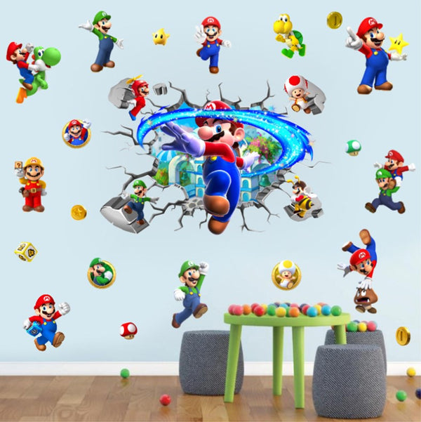 DIY Wall Stickers Removable Super Mario Game Kids Mural Room Decal Gift Vinyl