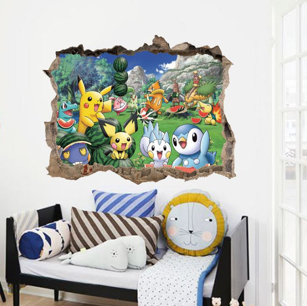 3D Pokemon Pikachu Wall Art Sticker Removable Kids Nursery Boy Vinyl Decal Decor