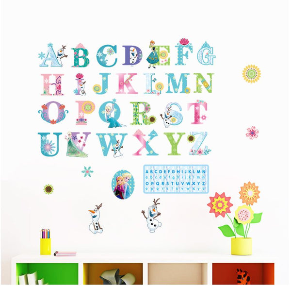 Frozen Elsa Anna Wall Sticker Removable Alphabet Kid Girl Room Decorl Mural