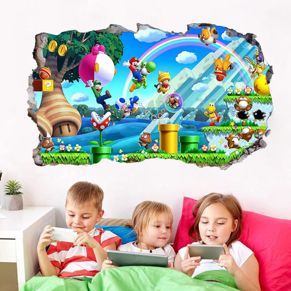 DIY Wall Stickers Removable Super Mario Game Kids Mural Room Decal Gift Vinyl