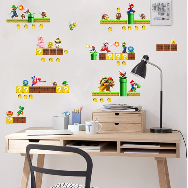 DIY Wall Stickers Removable Super Mario Game Kids Mural Room Decal Gift Vinyl