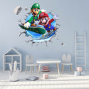 3D Wall Sticker Removable Super Mario Bros Game Kids Broken Wall Bedroom Decor