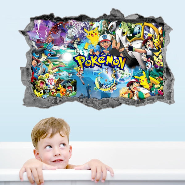 3D Pokemon Pikachu Wall Art Sticker Removable Kids Nursery Boy Vinyl Decal Decor