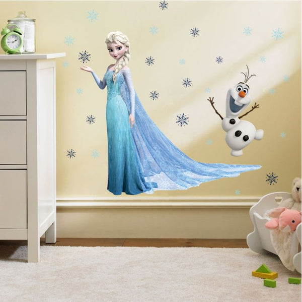 Disney Cartoon Frozen Elsa Anna Wall Sticker Removable Kids Girl Room Decal