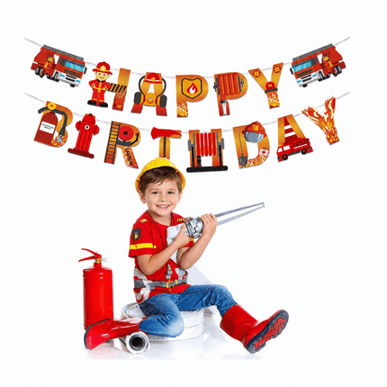 5M Firetruck Paper Letters HAPPY BIRTHDAY Set Party Decoration Strip Kids Party - Go2buy Australia