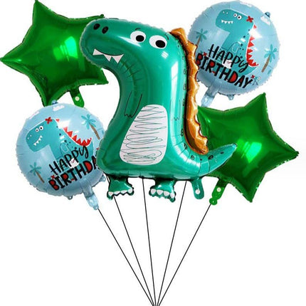 5PCS Dinosaur Balloons Star Foil Balloon Birthday Party Decoration Set - Go2buy Australia