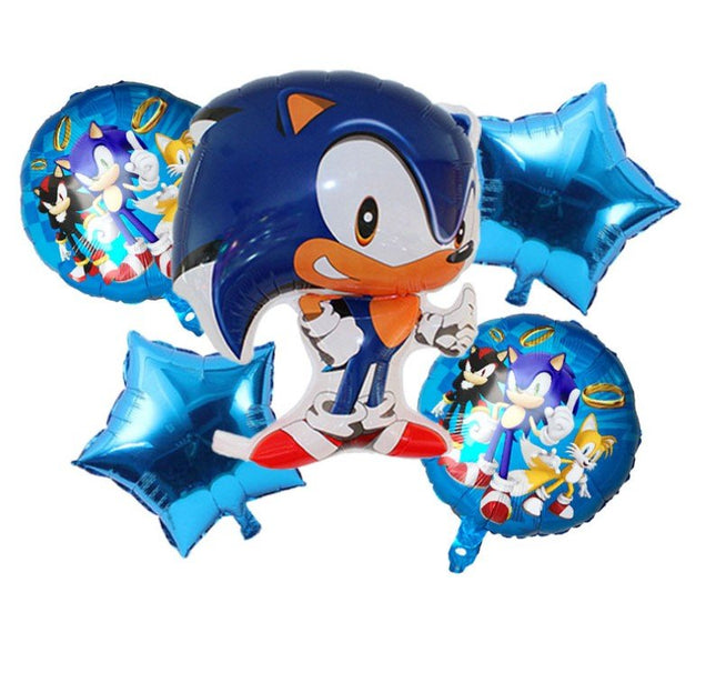 5PCS Sonic The Hedgehog Balloons Star Foil Balloon Birthday Party Decoration Set - Go2buy Australia