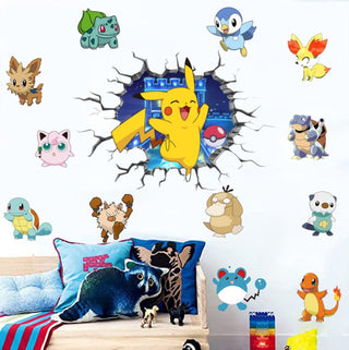 3D Pokemon Pikachu Wall Art Sticker Removable Kids Nursery Boy Vinyl Decal Decor