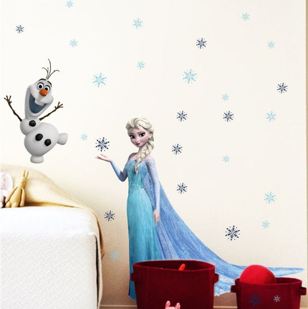 Disney Cartoon Frozen Elsa Anna Wall Sticker Removable Kids Girl Room Decal