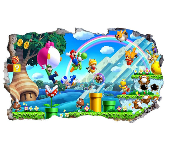 DIY Wall Stickers Removable Super Mario Game Kids Mural Room Decal Gift Vinyl