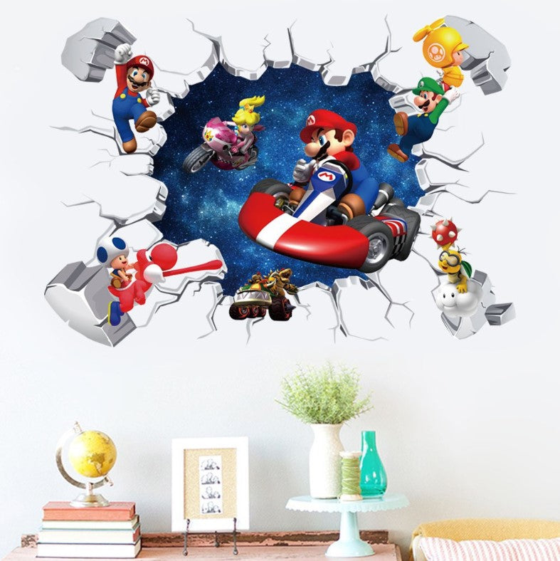 Super Mario Kart Removable 3D Wall Stickers for Kids Room
