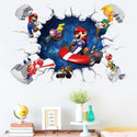 3D Wall Sticker Removable Super Mario Bros Game Kids Broken Wall Bedroom Decor