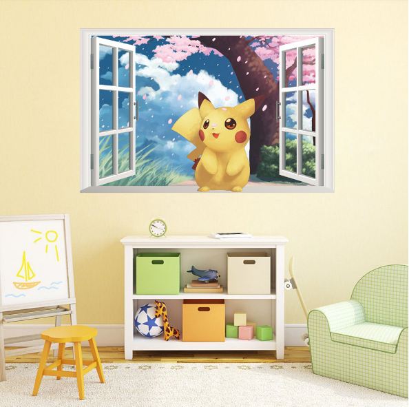 3D Pokemon Pikachu Wall Art Sticker Removable Kids Nursery Boy Vinyl Decal Decor