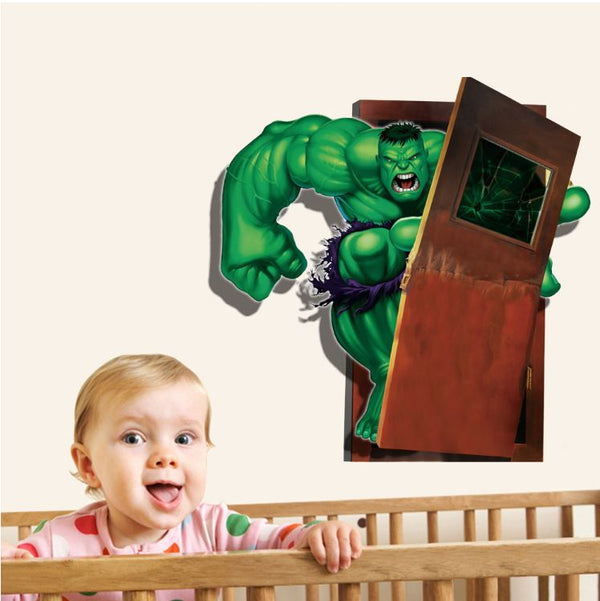 3D Wall Stickers Removable The Avengers Hulk Broken Wall Kid Boy Room