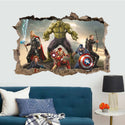 3D Wall Stickers Removable The Avengers Superhero Broken Wall Kid Boy Room Decal