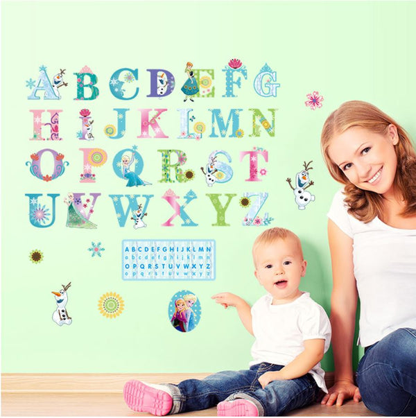 Frozen Elsa Anna Wall Sticker Removable Alphabet Kid Girl Room Decorl Mural