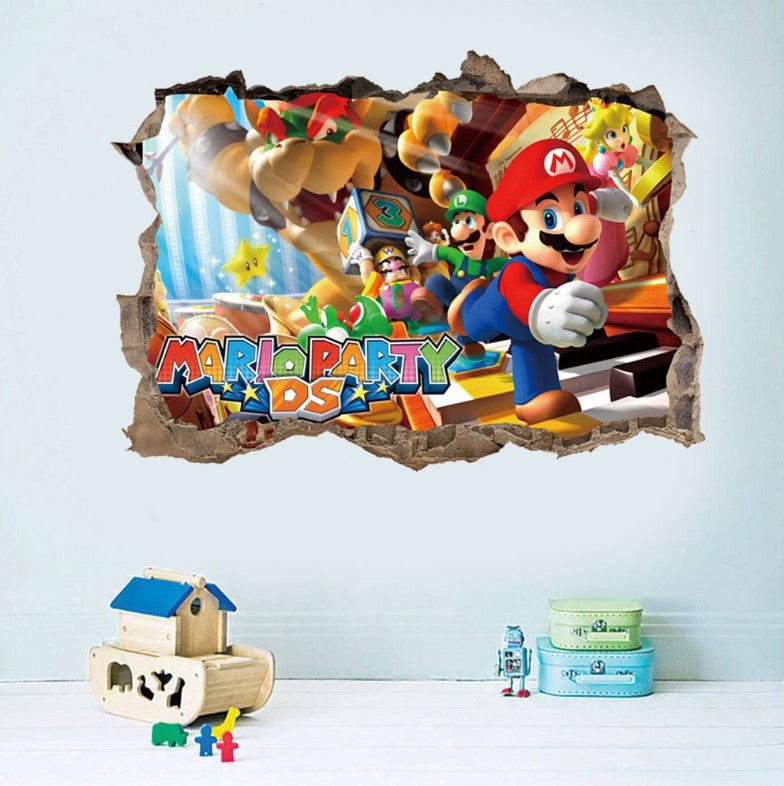 3D Super Mario Party DS Removable Wall Stickers for Kids Room