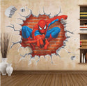 3D Wall Stickers Removable The Avengers Spider Man Broken Wall Kid Boy Room