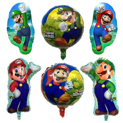 6PCS Super Mario Brothers & Luigi Foil Birthday Party Foil Balloons Decorations - Go2buy Australia