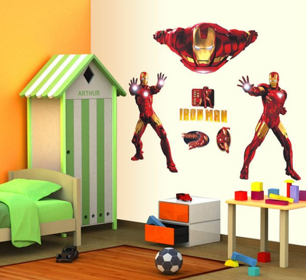 DIY Wall Stickers Removable Avengers Super Hero Iron Man Kids Mural Decal Boys