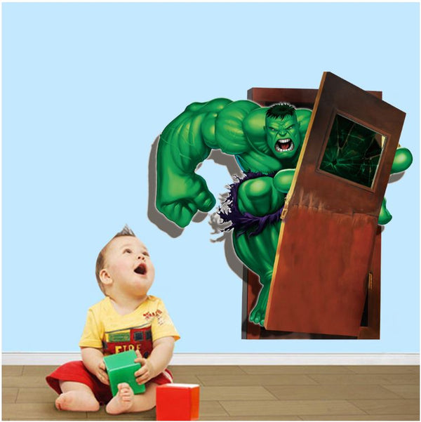 3D Wall Stickers Removable The Avengers Hulk Broken Wall Kid Boy Room